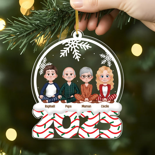 5822OFR2 ornement noel acrylique personnalise avec animal notre boule a neige de famille 5822otyai