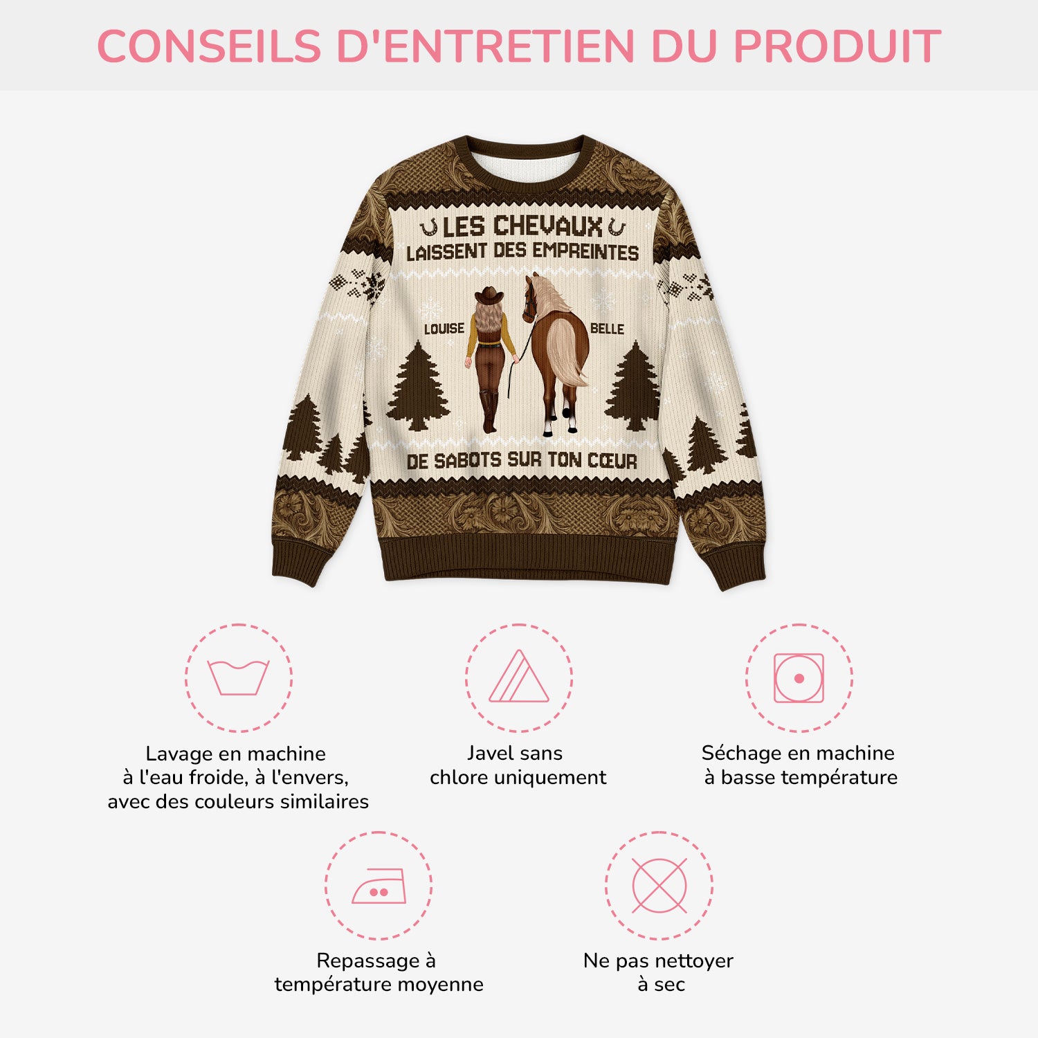 5830WFR4 pull moche de noel personnalise des empreintes de sabots 5830w6tna