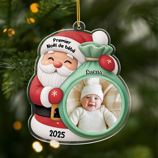 5835OFR1 ornement acrylique personnalise avec photo mon premier noel avec le pere noel 5835o3lqk