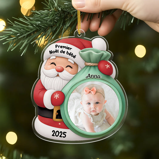 5835OFR2 ornement acrylique personnalise avec photo mon premier noel avec le pere noel 5835o3lqk