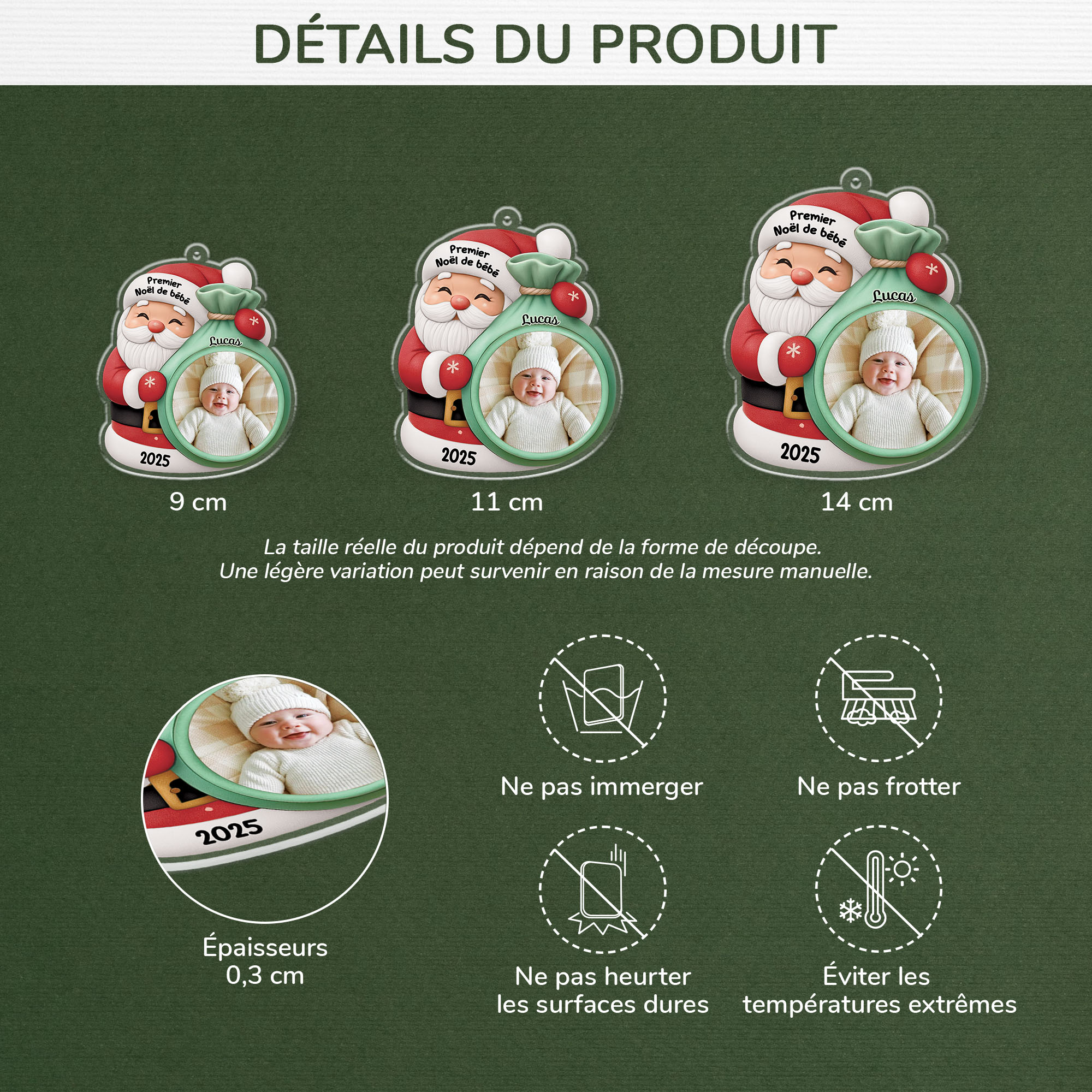 5835OFR3 ornement acrylique personnalise avec photo mon premier noel avec le pere noel 5835o3lqk