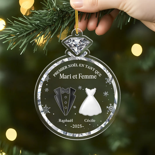 5845OFR2 ornement acrylique personnalise mariage une bague pour premier noel 5845o8qqg