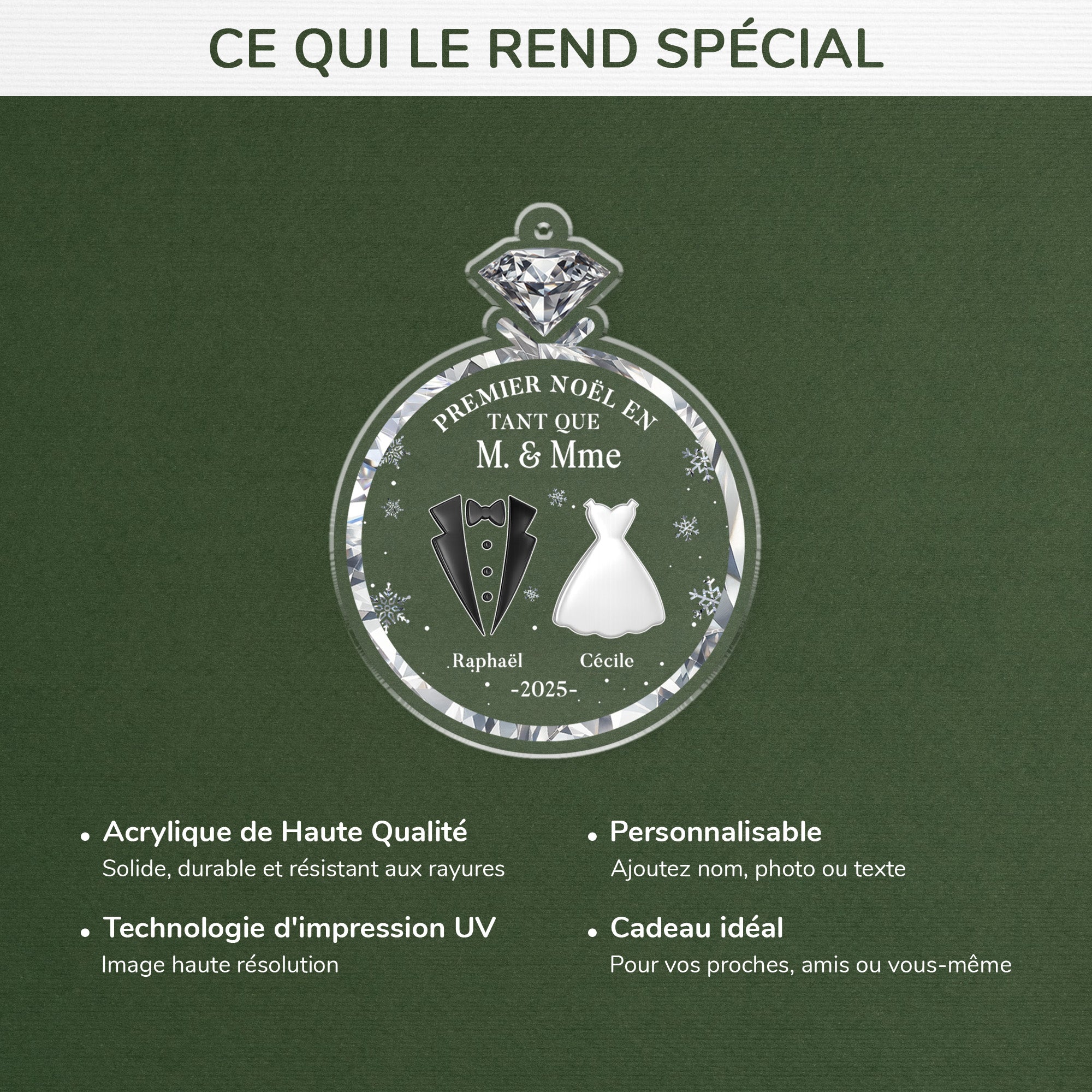 5845OFR4 ornement acrylique personnalise mariage une bague pour premier noel 5845o8qqg