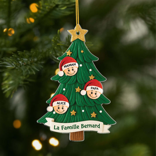 5848OFR1 effet dimpression 3d ornement acrylique personnalise famille notre sapin de noel avec prenom 5848okmti