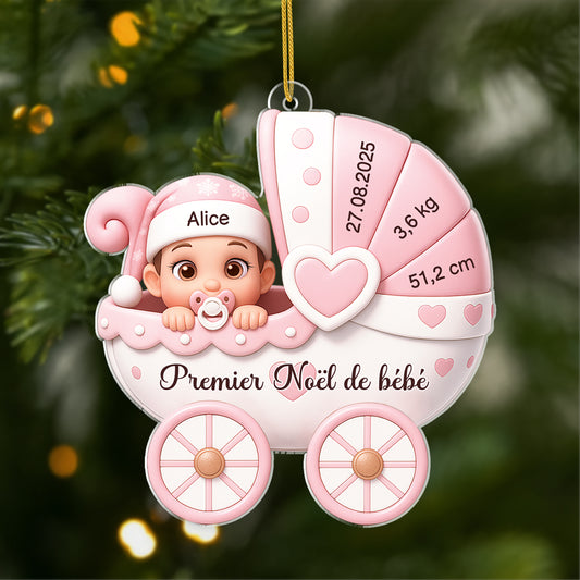 5850OFR1 effet dimpression 3d ornement acrylique personnalise premier noel poussette de bebe 5850o8mnk