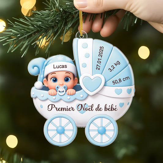 5850OFR2 effet dimpression 3d ornement acrylique personnalise premier noel poussette de bebe 5850o8mnk