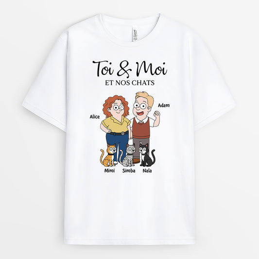 5854AFR1 t shirt personnalise couple toi moi et le chat 5854akq7d