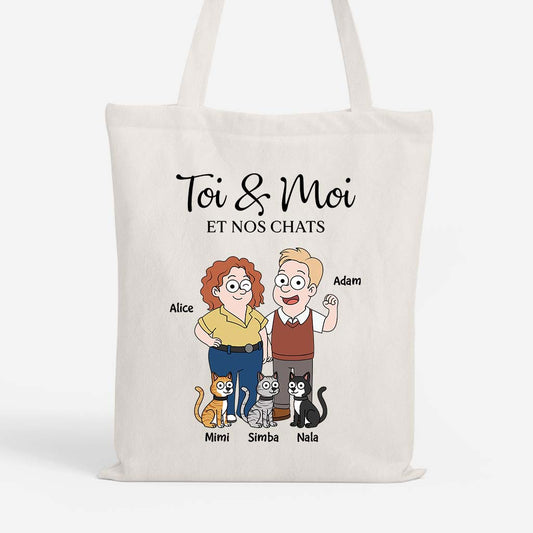 5854BFR1 tote bag personnalise couple toi moi et le chat 5854bkq7d