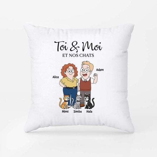 5854PFR1 coussin personnalise couple toi moi et le chat 5854pkq7d