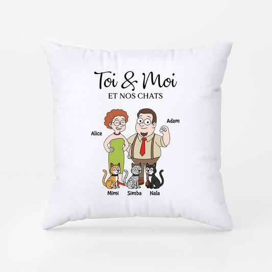 5854PFR2 coussin personnalise couple toi moi et le chat 5854pkq7d