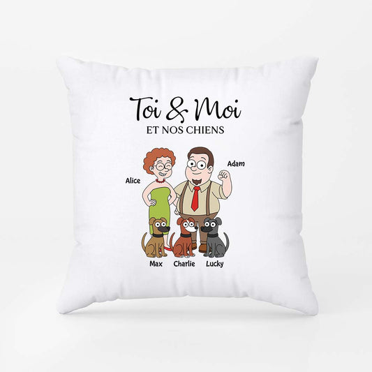 5854PFR2 coussin personnalise couple toi moi et le chien 5854pkq7c