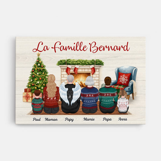 5864CFR1 toile personnalisee famille de noel ensemble devant la cheminee 5864c3yti