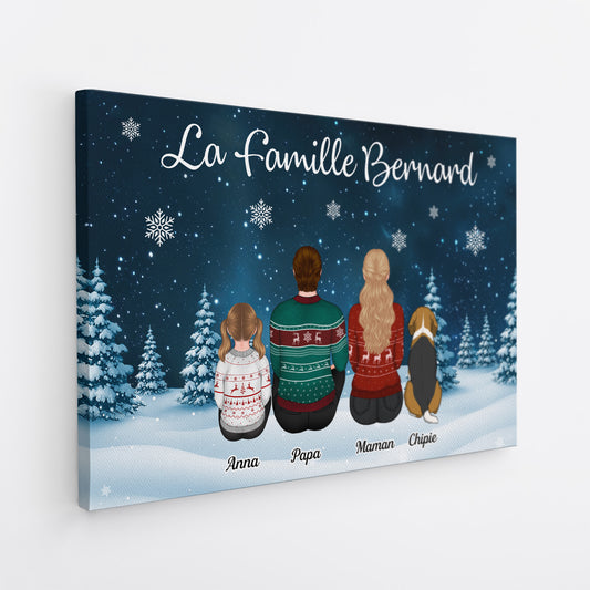 5864CFR2 toile personnalisee famille de noel ensemble devant la cheminee 5864c3yti