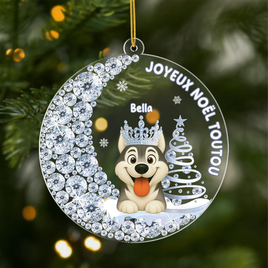 5867OFR1 effet dimpression 3d ornement acrylique personnalise chien joyeux noel toutou 5867okqmc