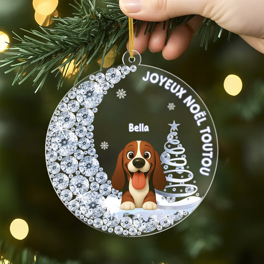 5867OFR2 effet dimpression 3d ornement acrylique personnalise chien joyeux noel toutou 5867okqmc