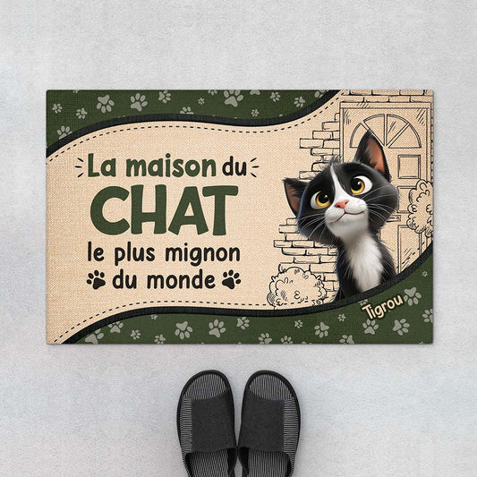 5872DFR1 paillasson personnalise la maison du chat le plus mignon du monde 5872d8lzd
