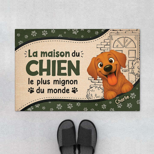 5872DFR1 paillasson personnalise la maison du chien le plus mignon du monde 5872d8lzc
