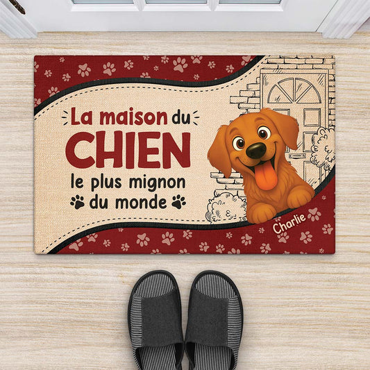5872DFR2 paillasson personnalise la maison du chien le plus mignon du monde 5872d8lzc