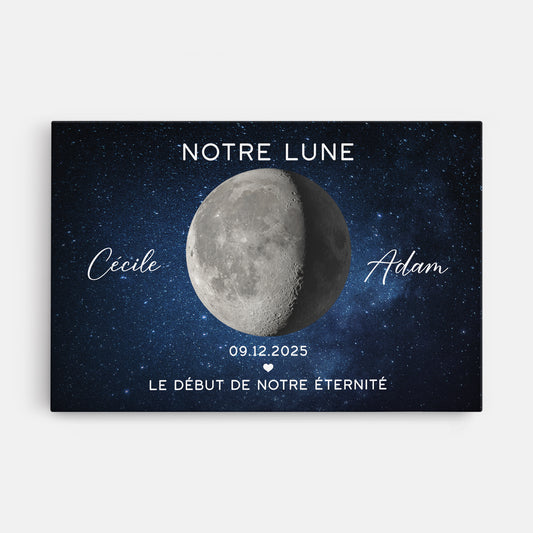 5885CFR1 toile personnalisee couple avec phase de lune le debut de notre eternite 5885c8mzg