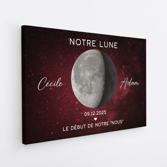 5885CFR2 toile personnalisee couple avec phase de lune le debut de notre eternite 5885c8mzg