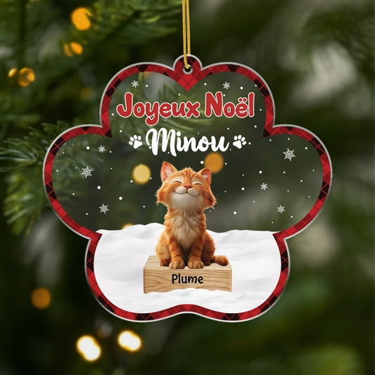 5897OFR1 ornement noel acrylique personnalise chat joyeux noel minou 5897okzzd