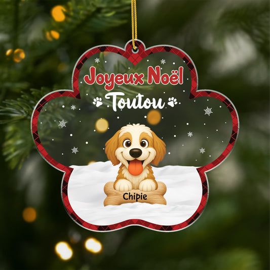 5897OFR1 ornement noel acrylique personnalise chien joyeux noel toutou 5897okzzc