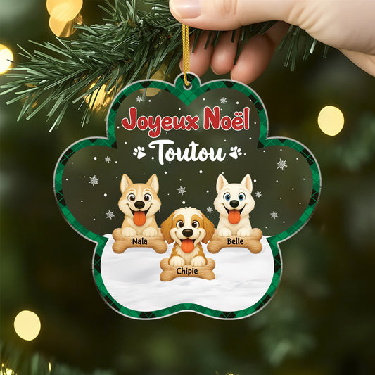 5897OFR2 ornement noel acrylique personnalise chien joyeux noel toutou 5897okzzc