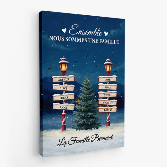 5909CFR2 toile de noel personnalisee ensemble nous sommes une famille 5909c3vmi