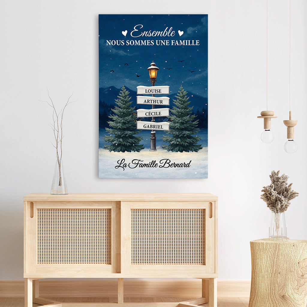 5909CFR3 toile de noel personnalisee ensemble nous sommes une famille 5909c3vmi