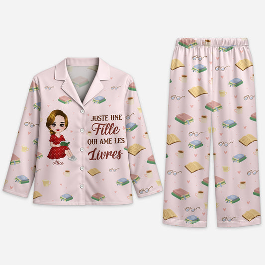 5915VFR1 pyjama personnalise juste une fille qui aime les livres 5915v3qza