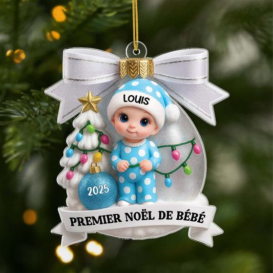 5921OFR1 effet dimpression 3d ornement acrylique personnalise mon bebe premier noel 5921o8htk