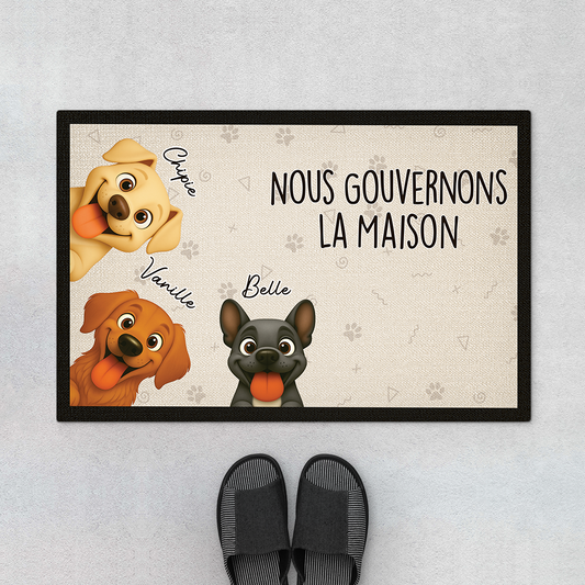 5925DFR1 paillasson chien personnalise nous gouvernons la maison 5925d8h0c