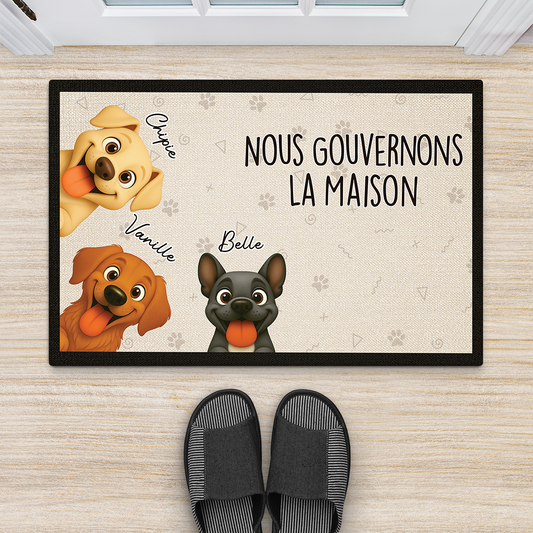 5925DFR2 paillasson chien personnalise nous gouvernons la maison 5925d8h0c