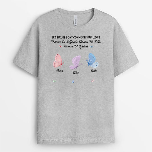 5927AFR2 t shirt personnalise soeurs comme des papillons 5927a8vce
