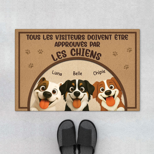 5931DFR1 paillasson chien personnalise tous les visiteurs doivent etre approuves 5931d6tac