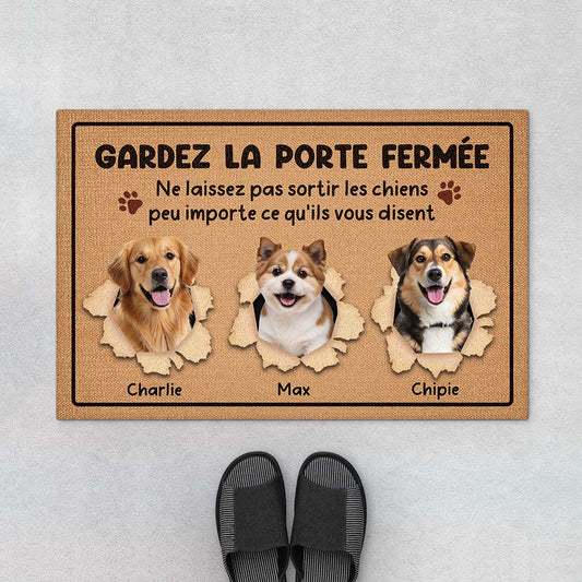 5932DFR1 paillasson personnalise avec chat photo gardez la porte fermee 5932d6vzc