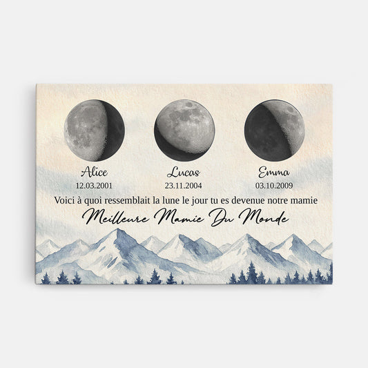 5934CFR1 toile personnalisee avec phase de la lune le jour tu es devenu notre papy mamie 5934c6mmb