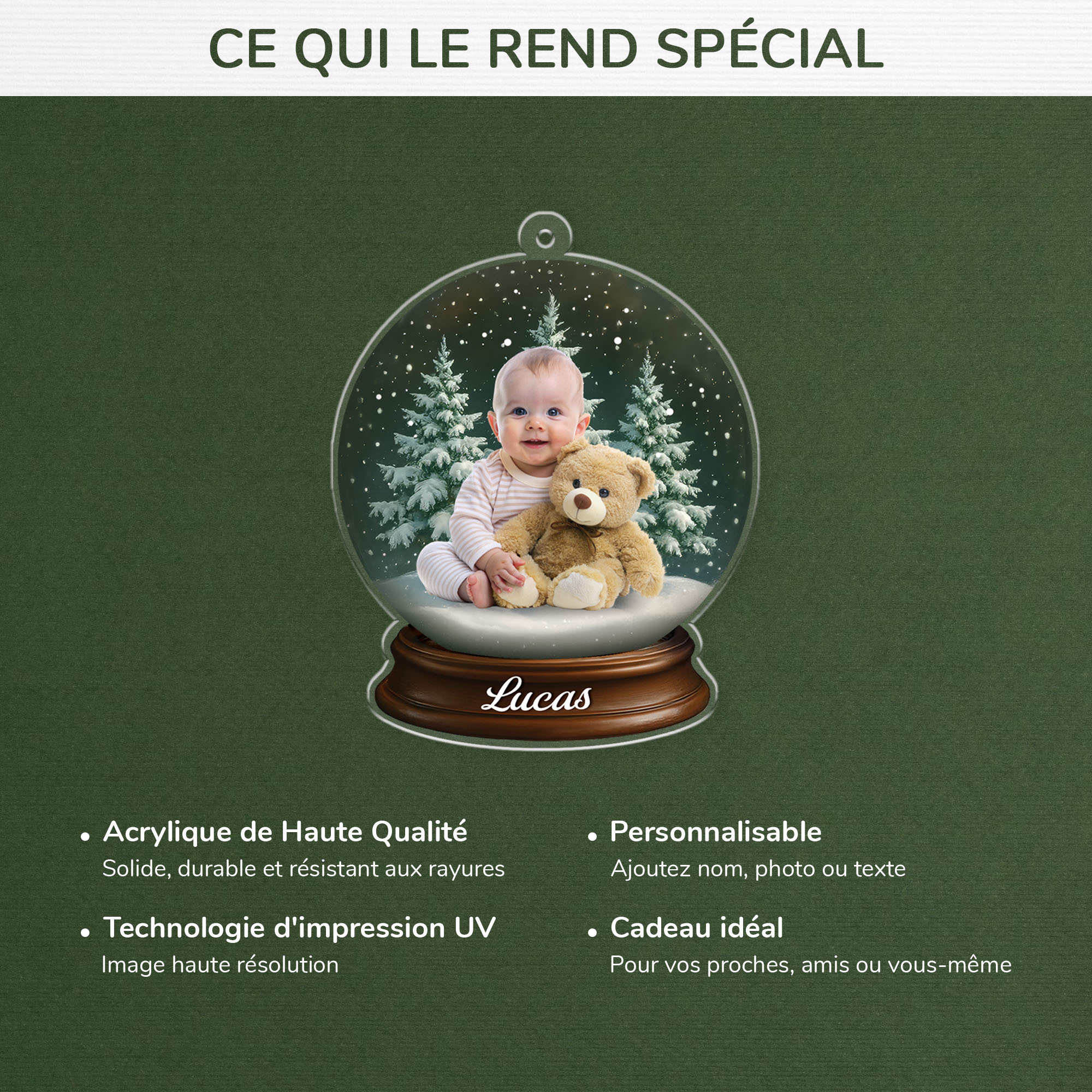 5942OFR4 effet dimpression 3d ornement acrylique personnalise enfant avec photo mon boule a neige 5942o3qqk