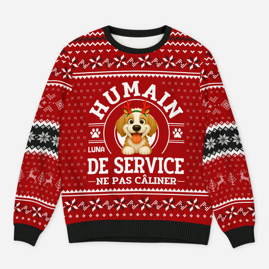 5943WFR1 pull de noel moche personnalise avec chien humain de service 5943wkknc