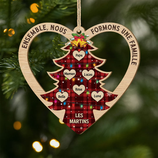 5961OFR1 ornement noel en bois a 1 couche personnalise ensemble nous formons une famille 5961oktmi