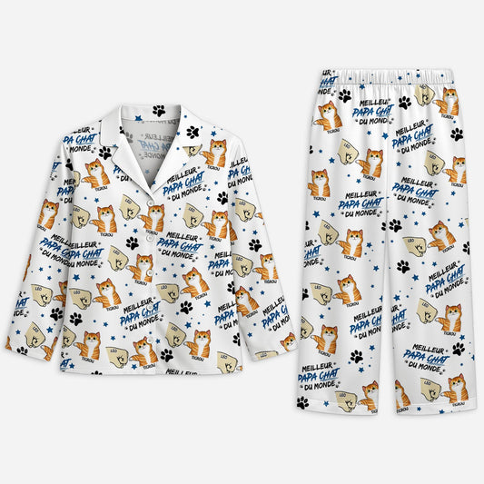 5966VFR1 pyjama personnalise meilleur papa chat 5966v8yad