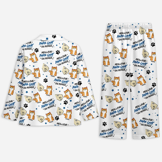 5966VFR2 pyjama personnalise meilleur papa chat 5966v8yad