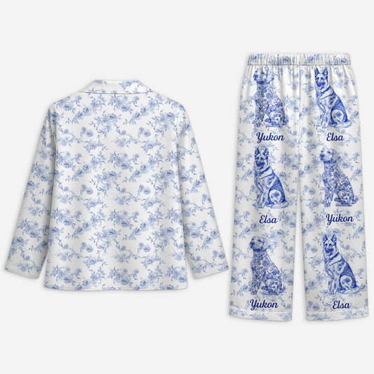 5970VFR2 pyjama personnalise maman chien style toile bleue 5970vkmtc