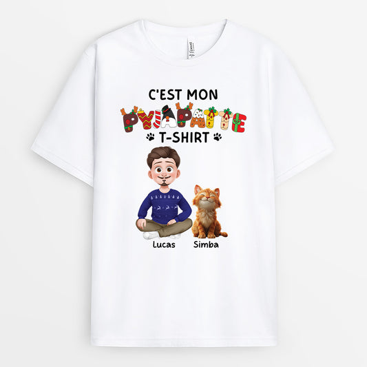 5975AFR1 pyjama personnalise avec chat le t shirt de pyjama 5975atvmd