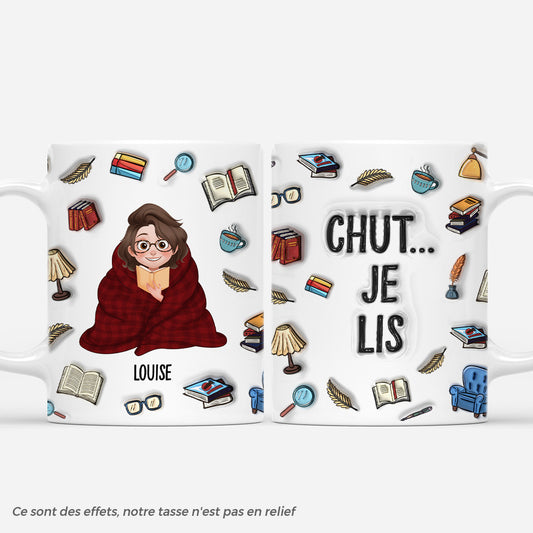 5977MFR1 effet dimpression 3d mug personnalise pour femme et homme qui aiment les livres chut je lis 5977m8maa