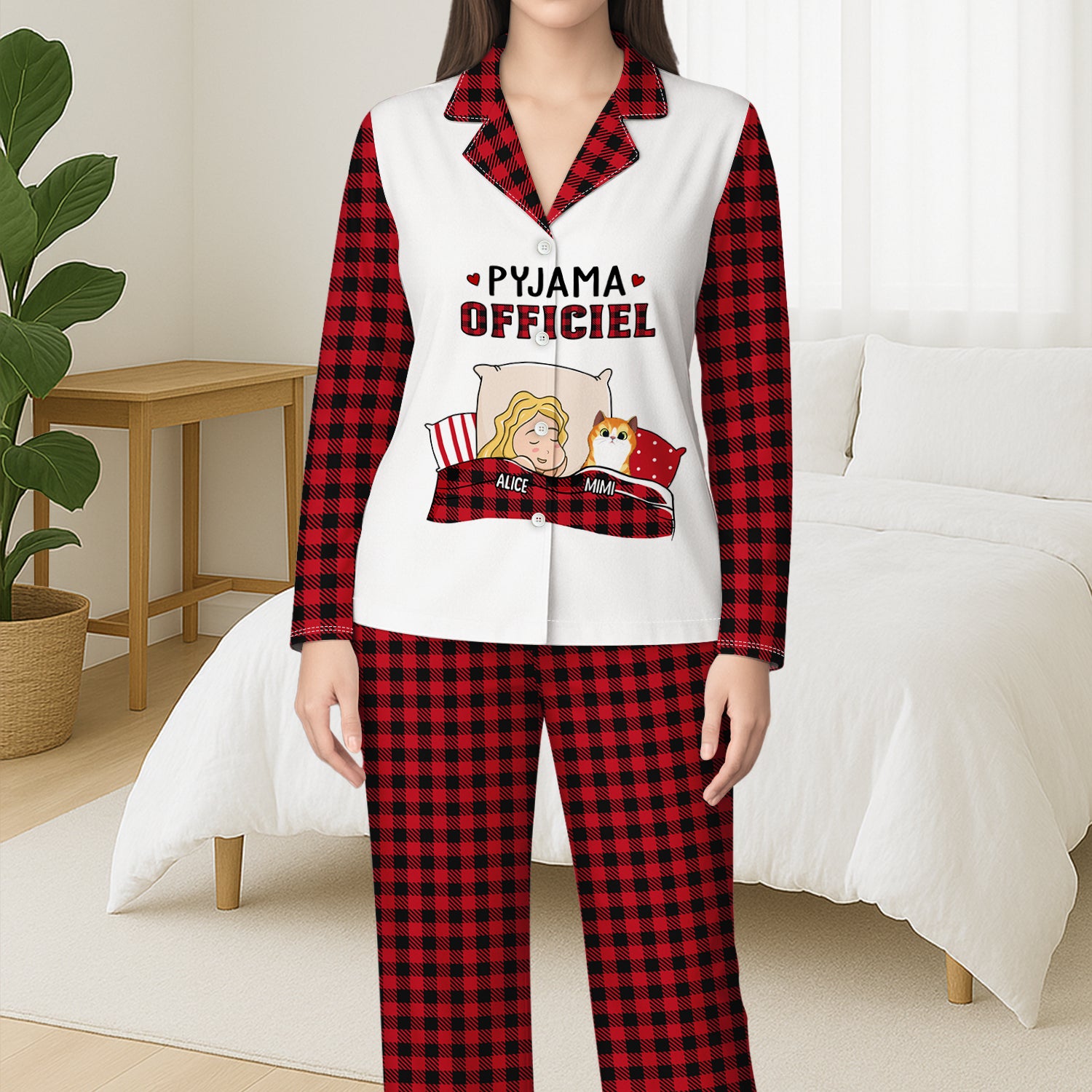 5978VFR3 1 pyjama personnalise pyjama officiel avec le chat 5978vkycd