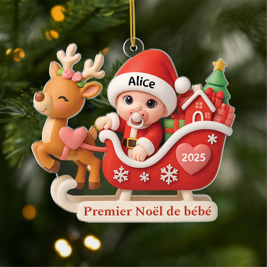 5989OFR1 ornement acrylique personnalise pour bebe effet dimpression 3d petit papa noel 5989o8vnk