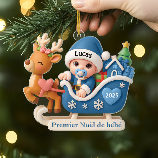 5989OFR2 ornement acrylique personnalise pour bebe effet dimpression 3d petit papa noel 5989o8vnk