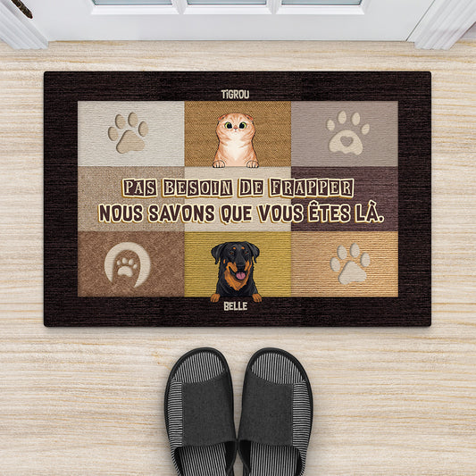 5999DFR2 paillasson personnalise chat et chien pas besoin de frapper 5999d6qqa