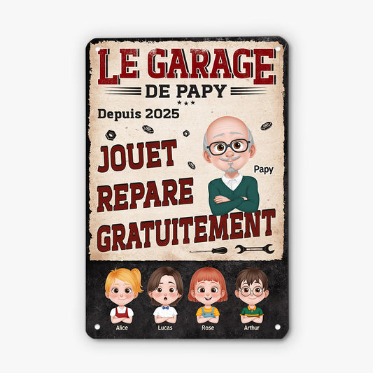 6000EFR1 plaque en metal personnalise le garage de papy papa 6000e6tmb